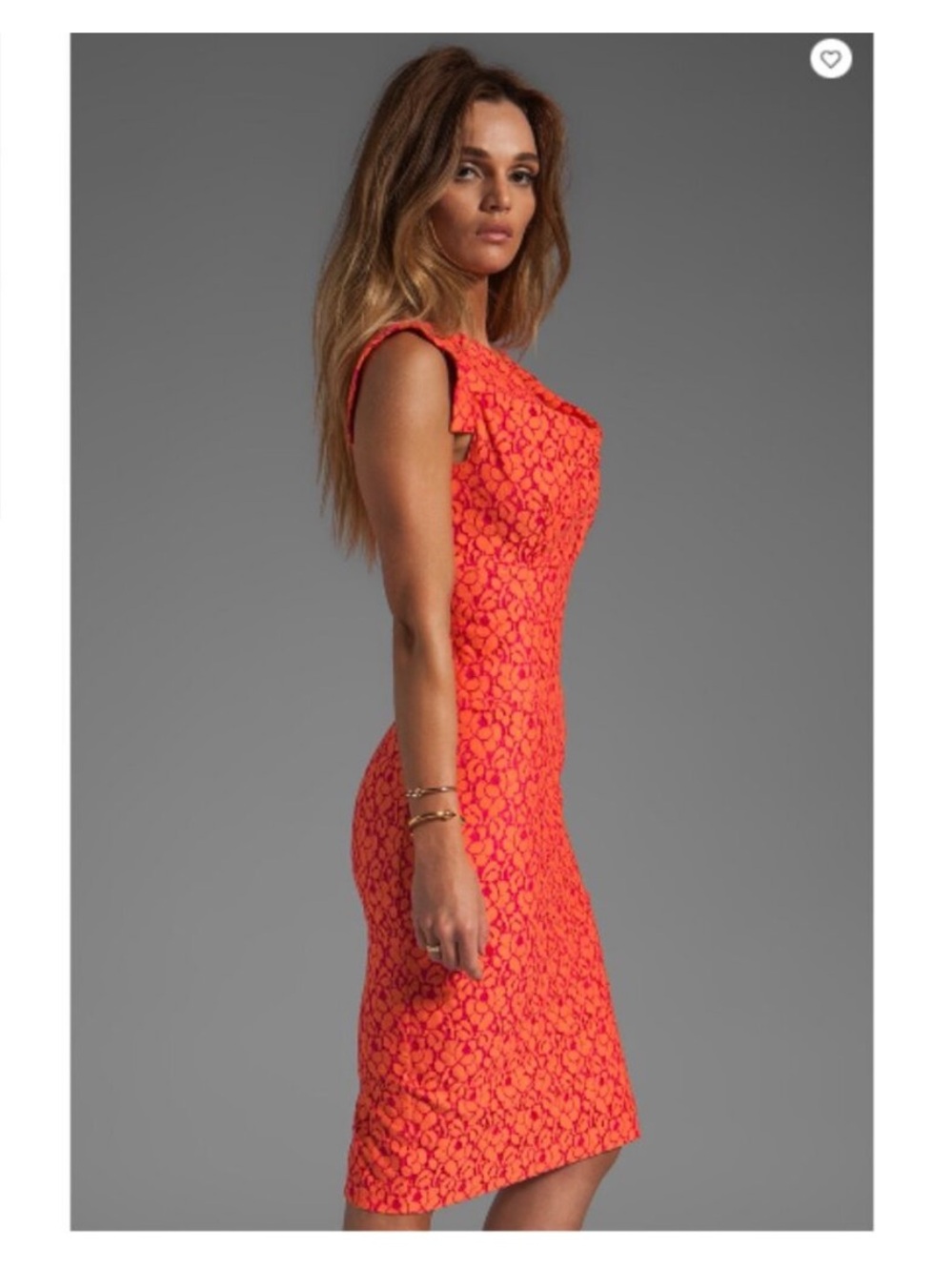 BLACK HALO Jackie-O Cotton Raschel Lace Dress in Mango Fruit